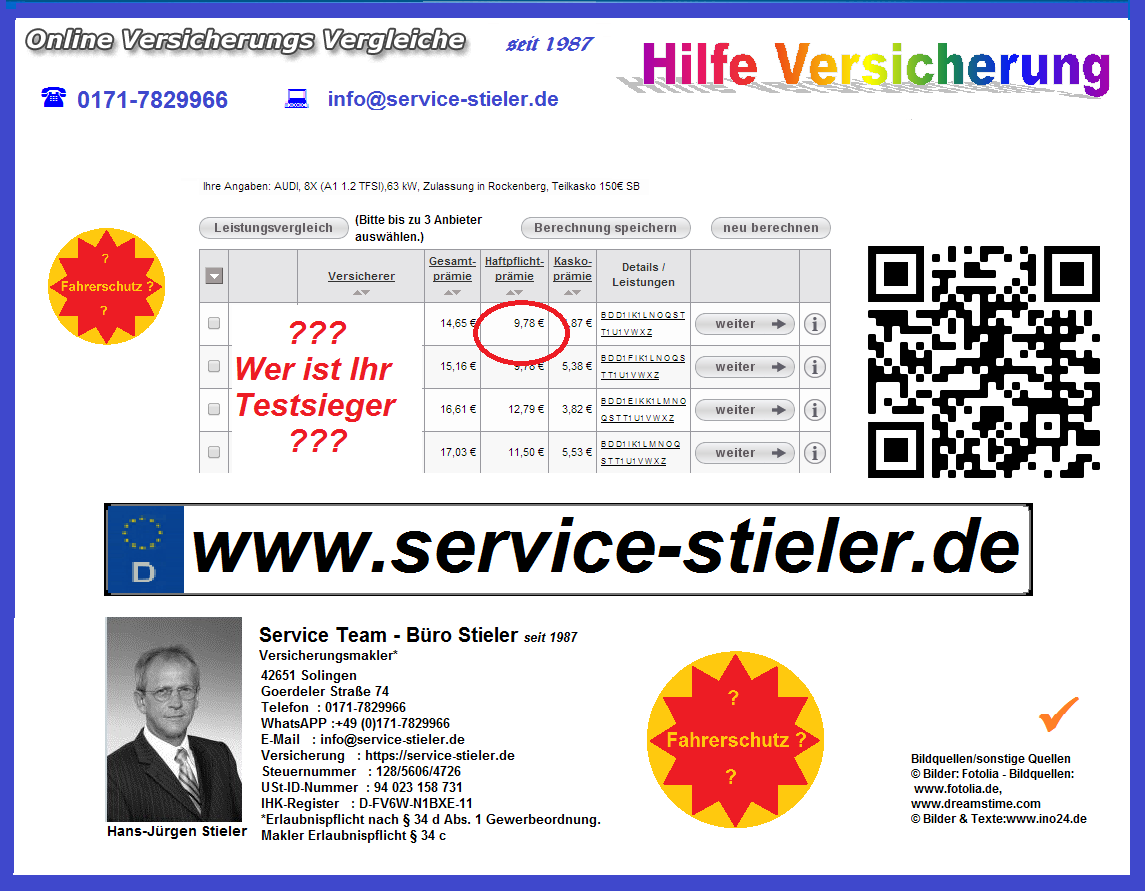 Testsieger-Autoversicherung  26506 #Norddeich / Niedersachsen   Kennzeichen  ( B )     http://www.service-stieler.de/Autoversicherung-Testsieger.png
